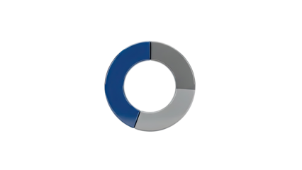 3D Pie Chart Segmented in Blue and Gray