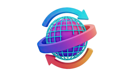 3D Globe with Circular Arrows