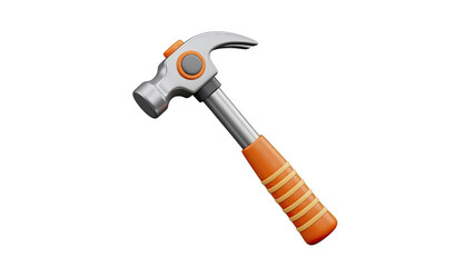 3D Render of a Claw Hammer with Orange Handle