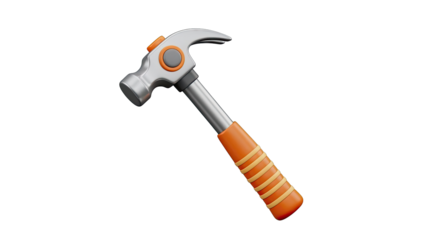 3D Render of a Claw Hammer with Orange Handle