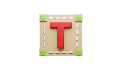 3D Icon of a Text Tool with a Red 'T'