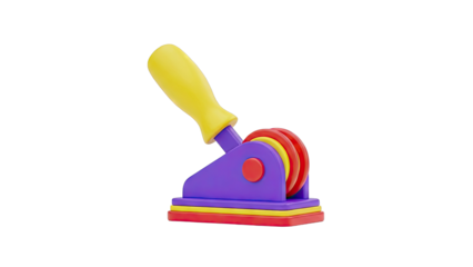 3D Render of a Toy Stamper with Colorful Wheels