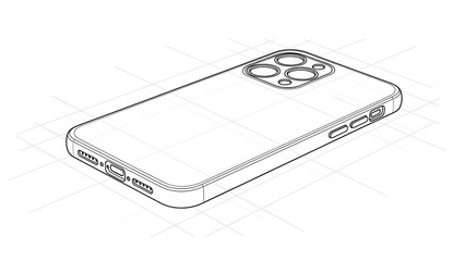 A technical drawing of a smartphone's rear casing with camera lenses