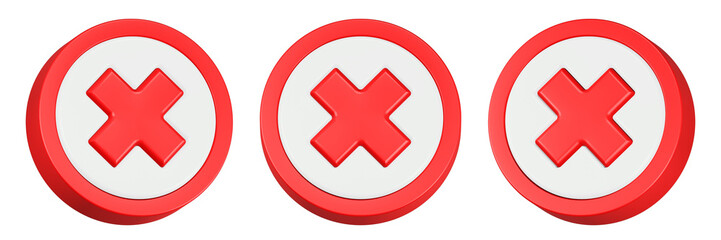 Fototapeta premium cross mark icon 3d ender red round button 