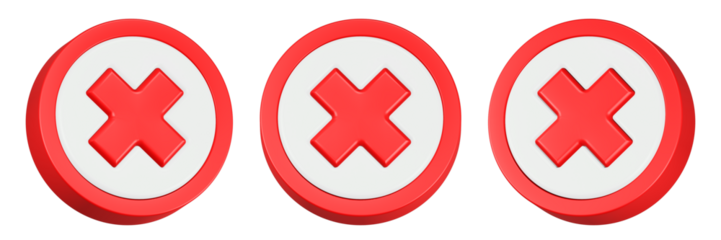 cross mark icon 3d ender red round button 