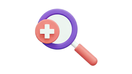 3D Magnifying Glass with Plus Sign Icon