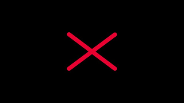 Red cross painted by wide brush, X cross Mark, wrong Grung check mark sign animation.