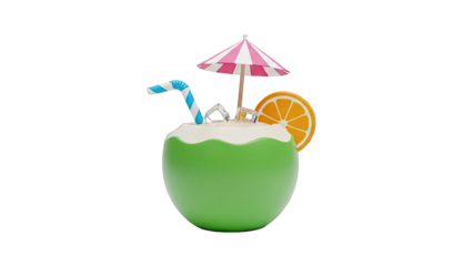 3D Render of a Tropical Coconut Drink