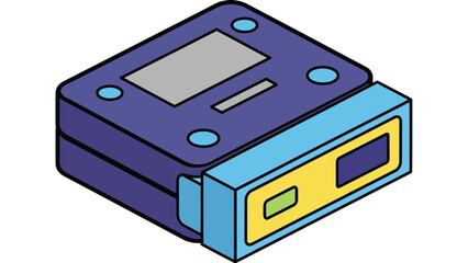 Obraz premium A cartoon illustration of a small electronic device with a screen and buttons