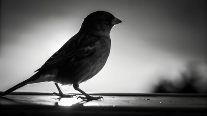 sparrow minimal silhouette close up with soft light