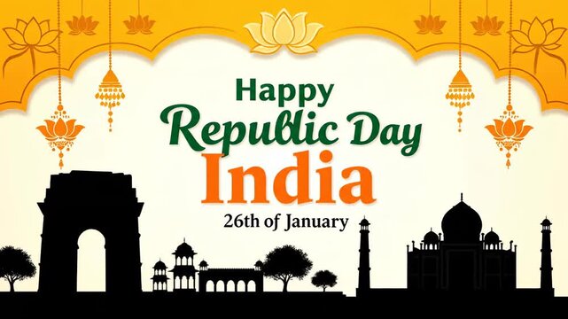 Happy Republic Day India 26th January Animated Greeting Card Background