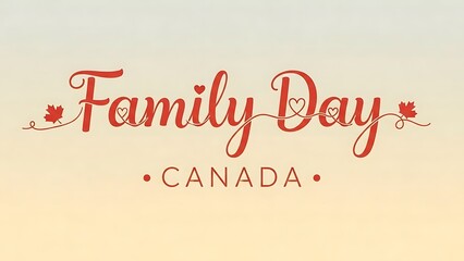 Happy Family Day Canada celebration with red maple leaf holiday greeting