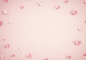 Valentine Background with Heart Shapes on a Soft Pink Surface
