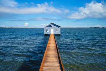 Crawley Edge Boatshed, blue boat houes in perth, western australia