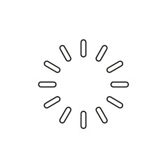 Obraz premium A minimalist outline UI icon depicting a loading animation with a circular arrangement of thin, elongated rectangles on a clean white background, conveying a sense of waiting or processing.