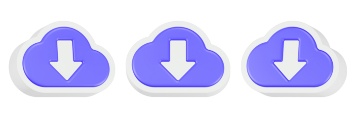 download cloud icon 3d render blue color