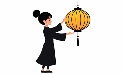 Chinese girl holding lantern.