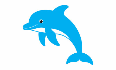 Obraz premium blue dolphin jumping isolated on white.