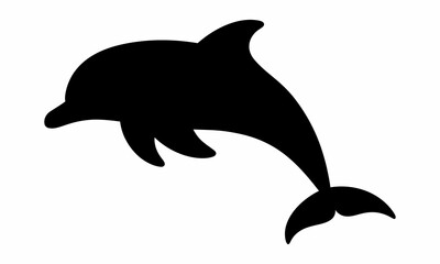 Black Dolphin Silhouette Leaping Out of Water.