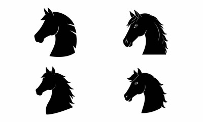Horse Head Silhouettes Set.
