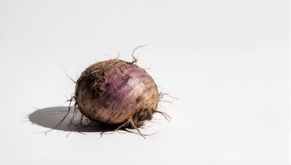 Single Turnip on White Background with Shadow.