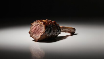 Perfectly Cooked Tomahawk Steak on a White Surface.