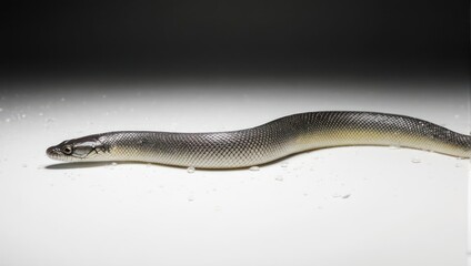 Sleek European Eel Swimming in Clear Water.