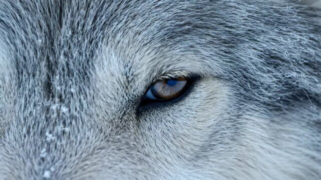 Closeup of a Gray Wolf Eye Showing Intensity and Detail in Natural Setting
