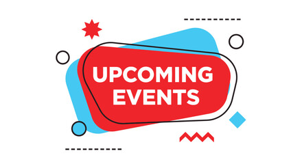 A colorful graphic illustration of upcoming events with modern design elements