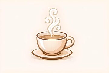 Minimal hot tea cup icon with rising steam