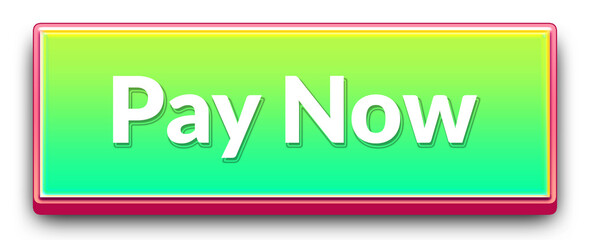 3D pay now call to action button with modern green gradient and pink outline isolated png transparent background for digital payments