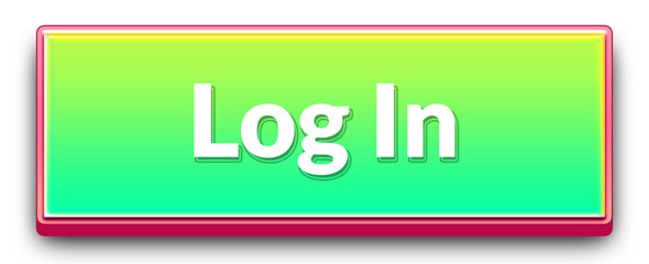 3D login sign in call to action button with green gradient and pink outline isolated png transparent background