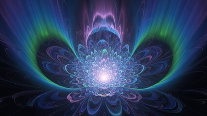 Spectacular Display of Luminescent Abstract Light Patterns in a Vibrant Dark Background