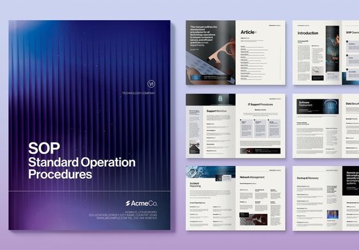 Corporate Brochure, Standard Operating Procedure SOP, Company Handbook, White Paper Report & Newsletter Template
