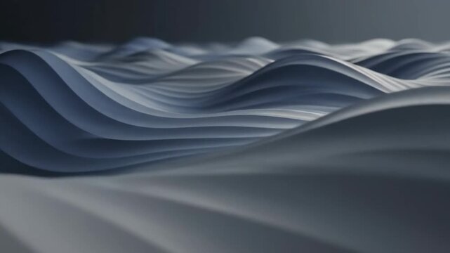 Abstract waves in shades of gray contemporary 3 d rendered surface