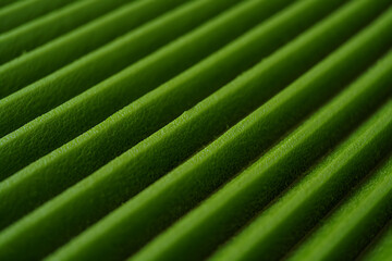 Modern Ridges: Close-up of diagonal green ridges, creating a clean, modern pattern for abstract purposes.
