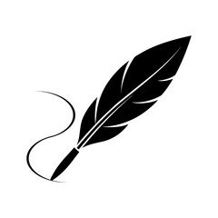 Writing Feather Pen Icon Flat Design.