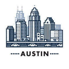 Fototapeta premium Austin City Skyline Icon Vector