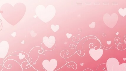 Pink gradient background with swirling hearts and floral elements