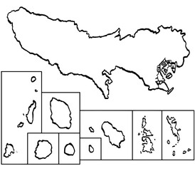 東京都地図 筆タッチ 和風 関東 東日本 / A brushstroke map of Tokyo