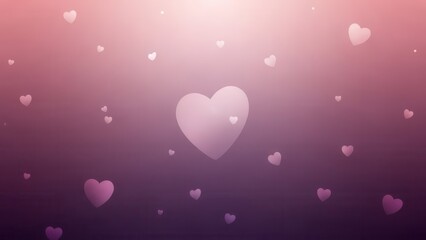 Dramatic glowing heart centerpiece on a deep purple and pink gradient background ideal for focused romantic messages