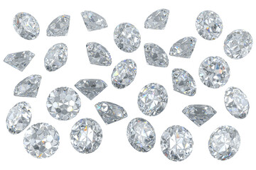 Sparkling Diamonds, clear gemstones, transparent background