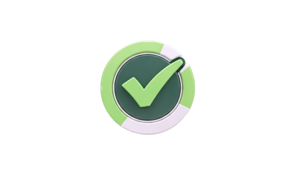 3D Green Check Mark with Circular Progress Indicator