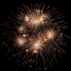 Obraz premium Spectacular golden fireworks burst in a vibrant display against the deep night sky, creating a breathtaking celebratory atmosphere perfect for festive events
