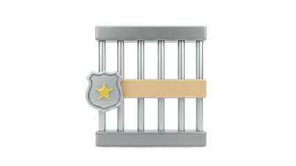 3D Rendering of Jail Bars with Sheriff's Badge