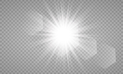 sunlight special lens flare light effect. PNG. Vector illustration transparent
