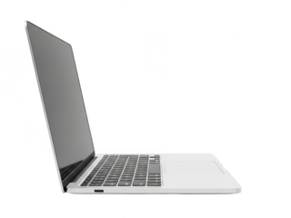 Modern laptop with open display isolated on transparent background