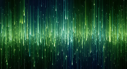 Abstract vertical glowing green data lines representing digital information flow