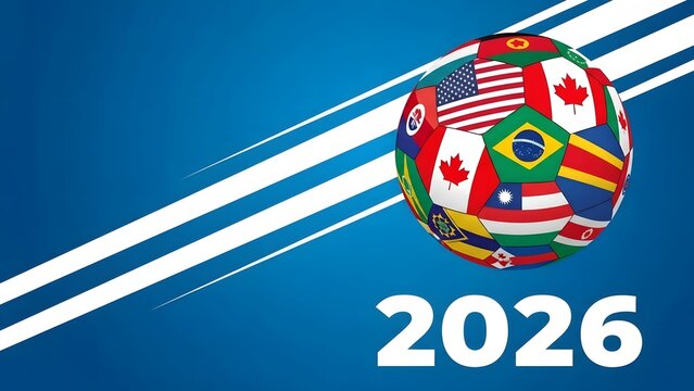 2026 fifa world cup official logo featuring flags of participating nations