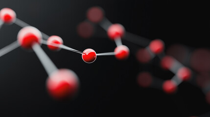 Abstract 3D Rendering of Molecular Structure Red Atoms Connected by Bonds on Dark Background